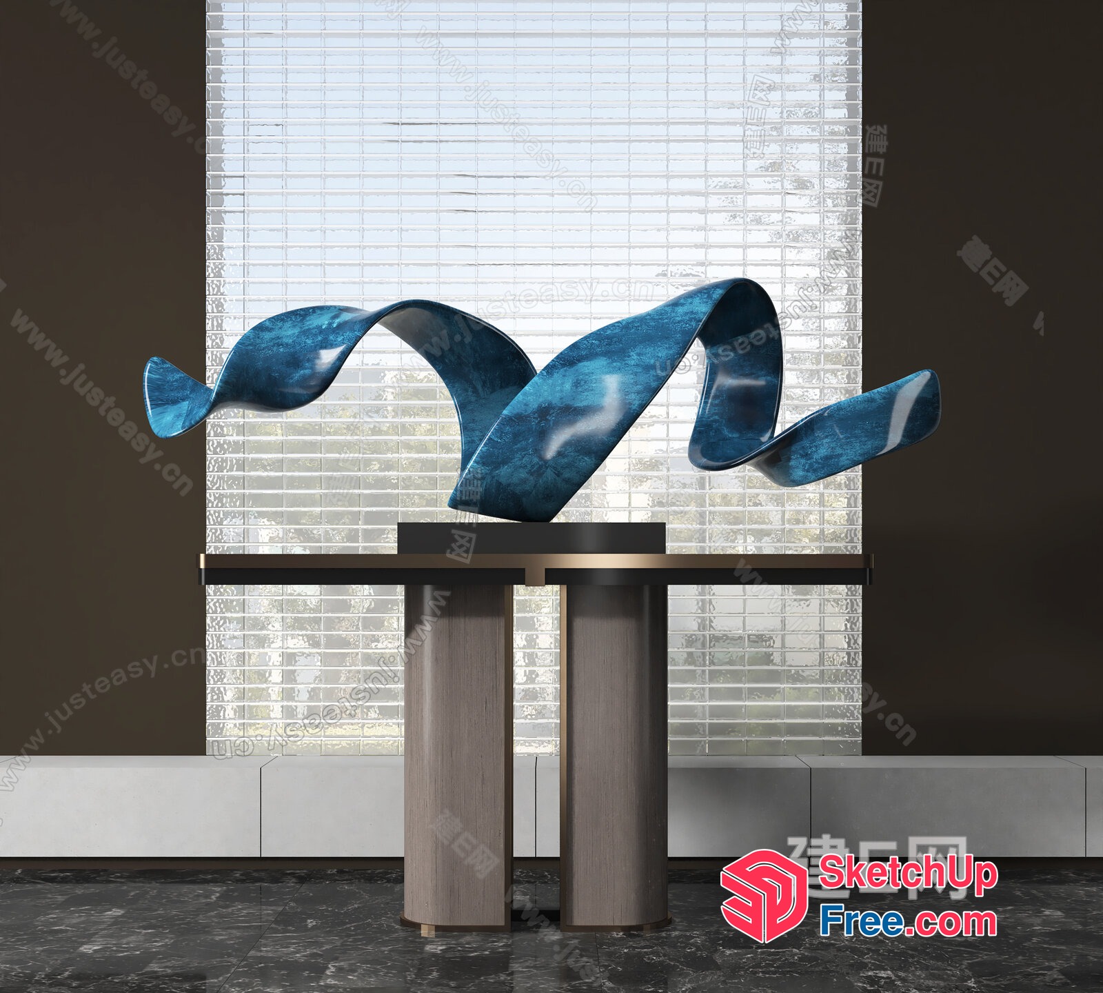 Elegant Glass Brick Window 3D SketchUp File