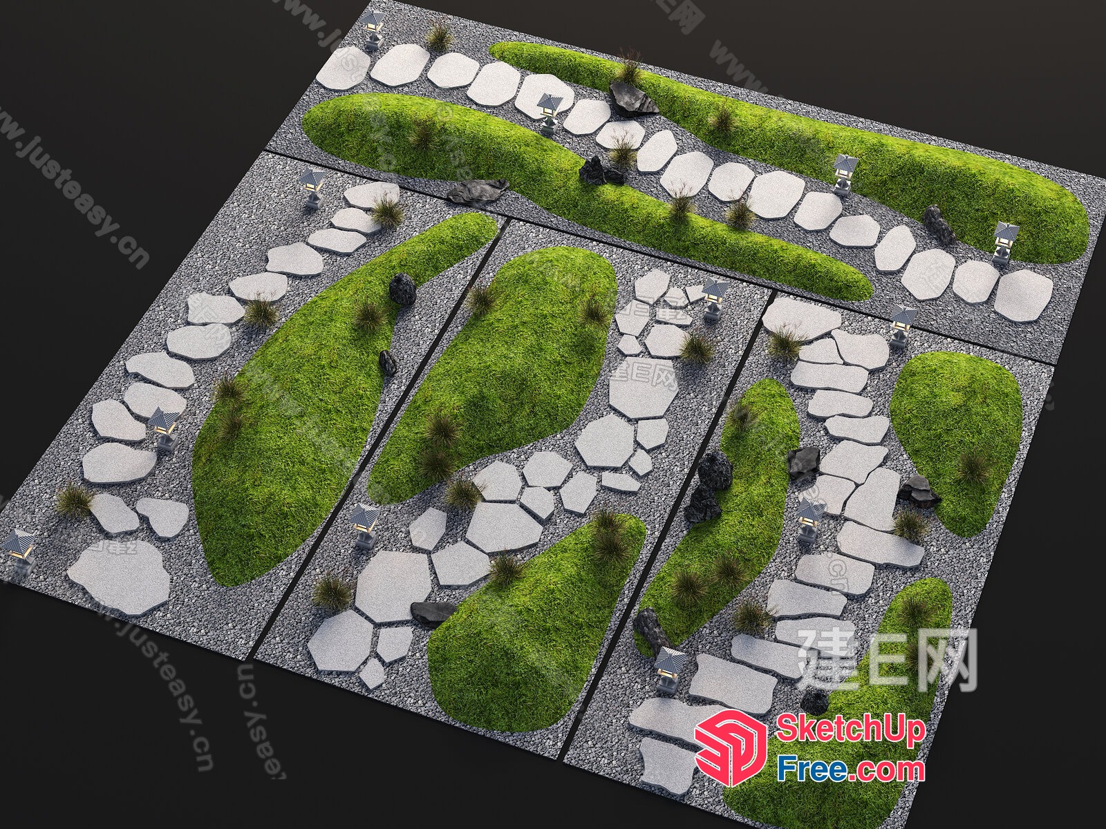 Japanese Style Garden With Natural Elements 3D SketchUp File