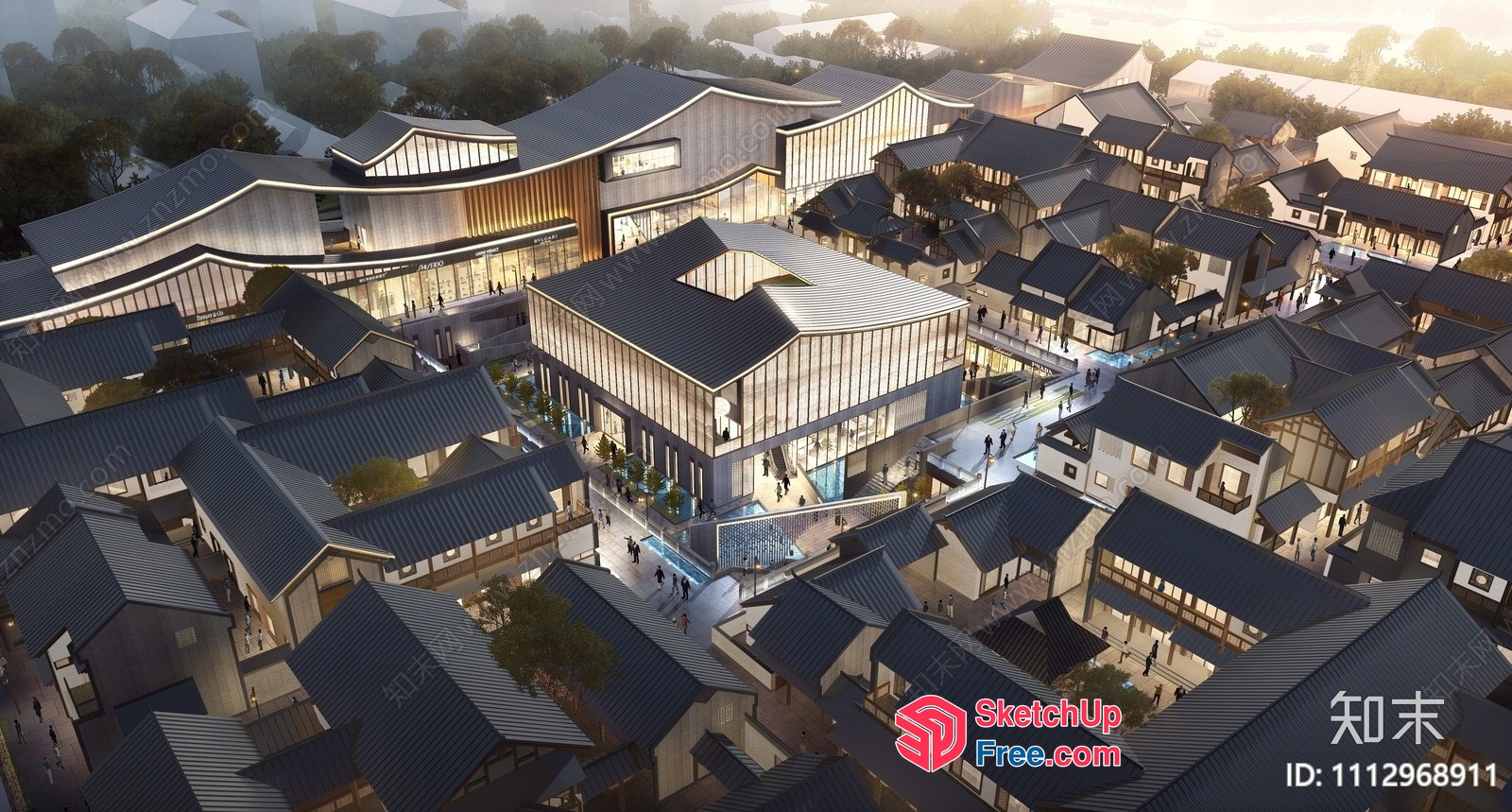 Modern Asian-Inspired Commercial Street Cladding 3D SketchUp File