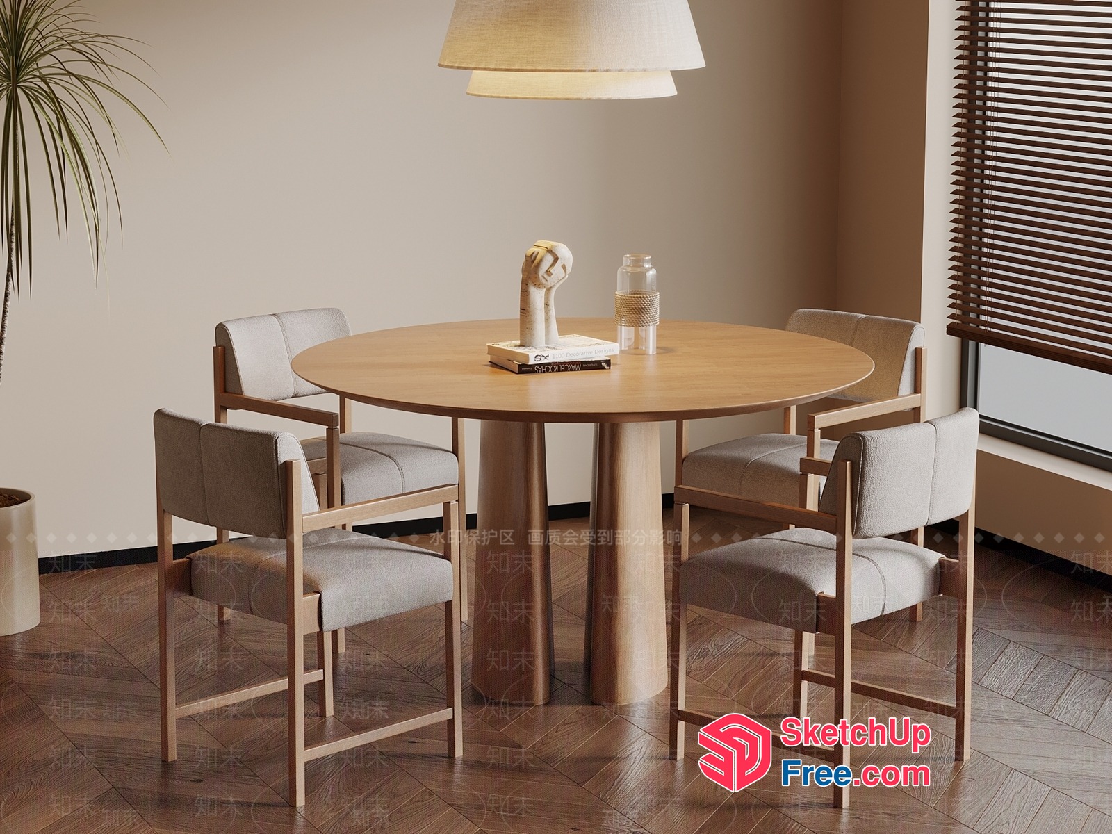 Minimalist Japanese Style Dining Room Interior 3D SketchUp File