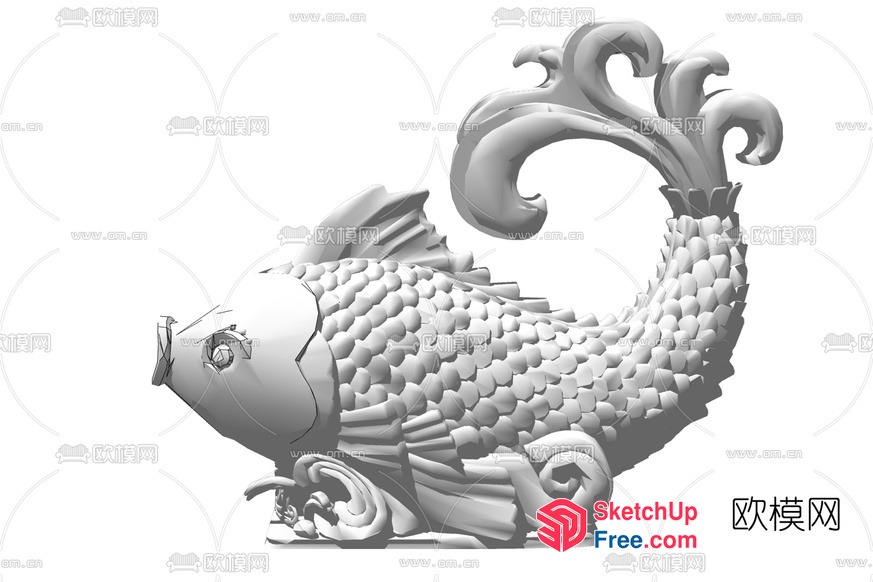 Intricate Carved Fish Sculpture 3D SketchUp File