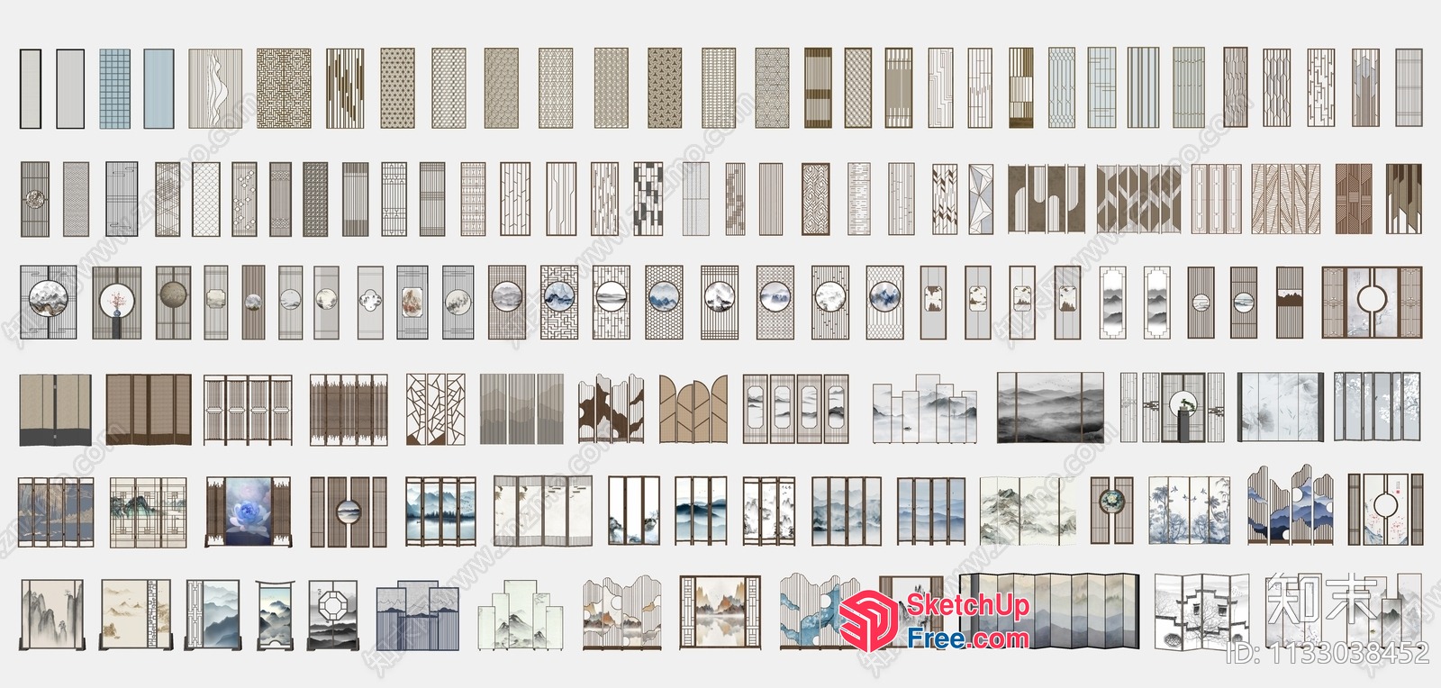 Modern Japanese Decorative Screens 3D SketchUp File