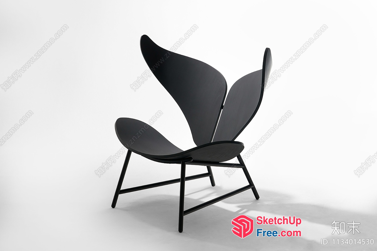Modern Black Accent Chair With Unique Design 3D SketchUp File
