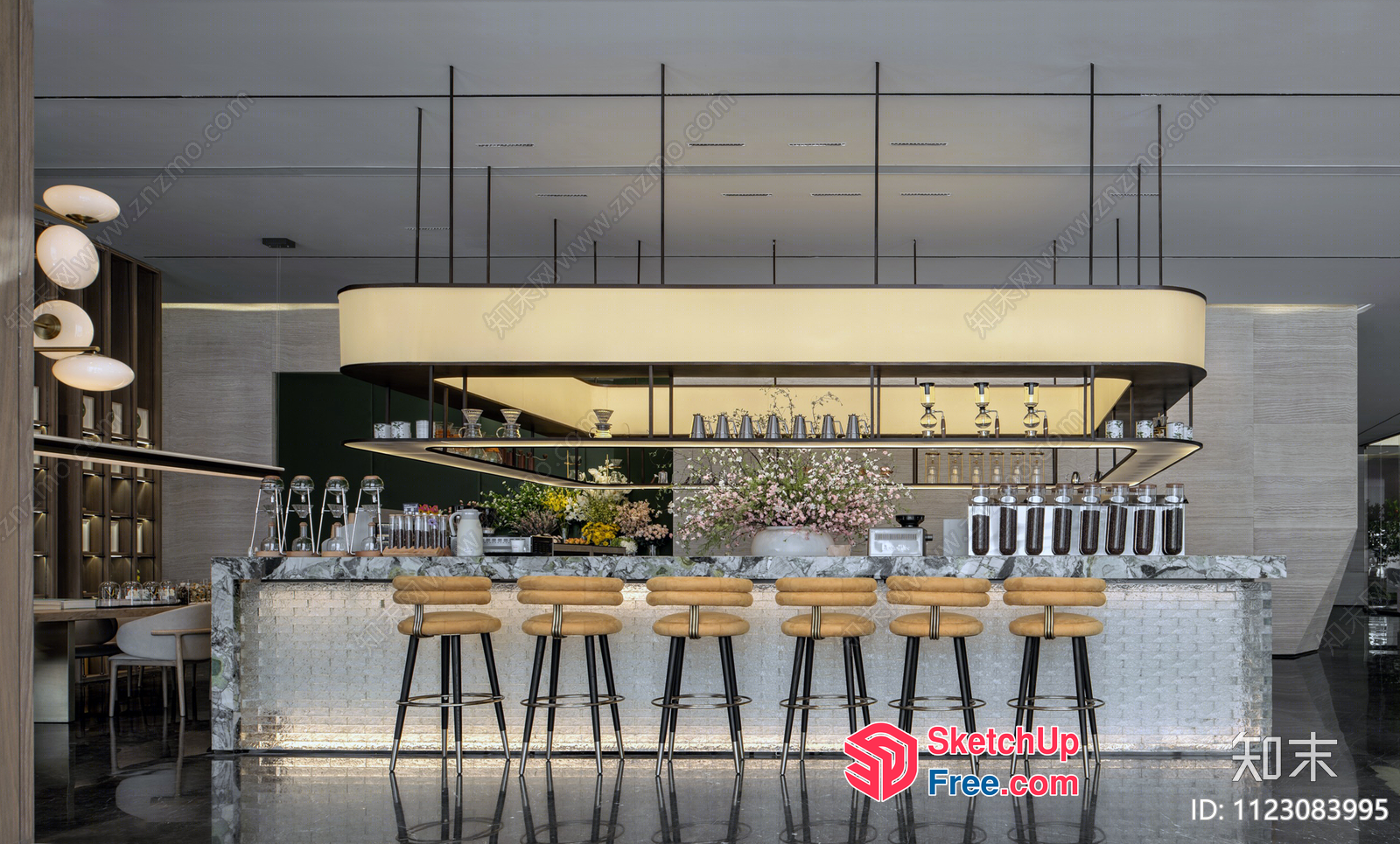 Modern Elegant Restaurant Interior Design 3D SketchUp File