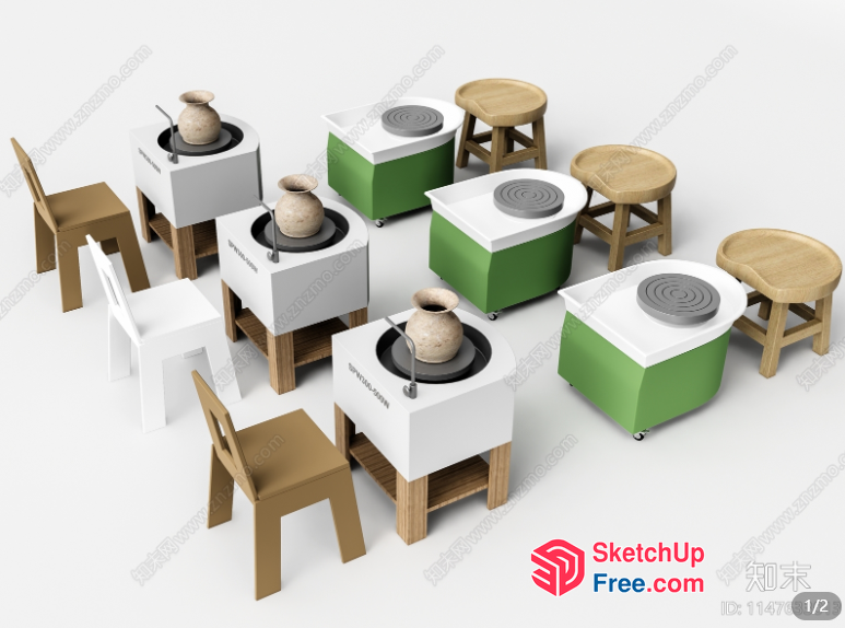 Pottery Wheel Station 3D SketchUp File