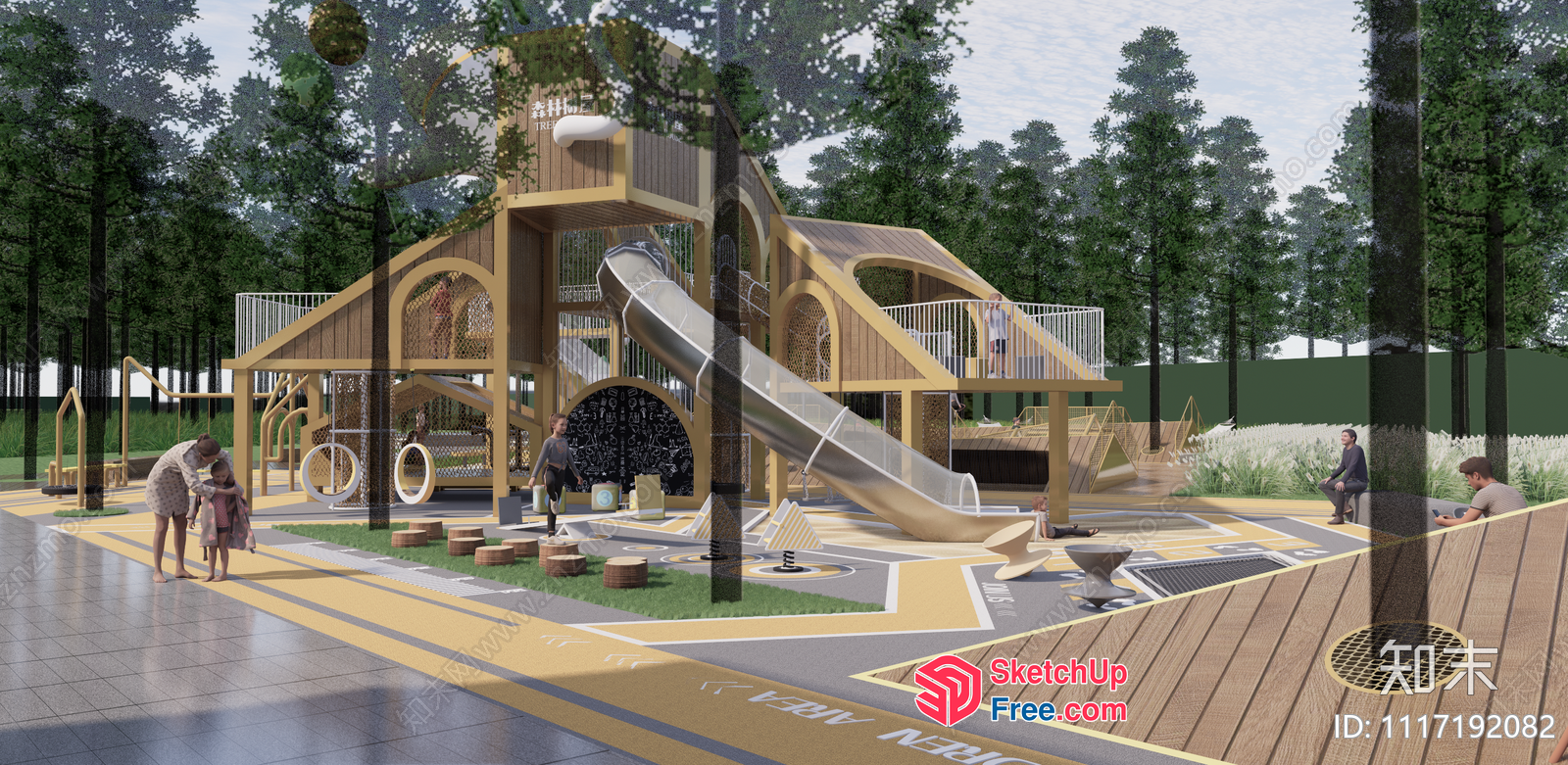 Children'S Playground With Slides And Climbing Structures 3D SketchUp File
