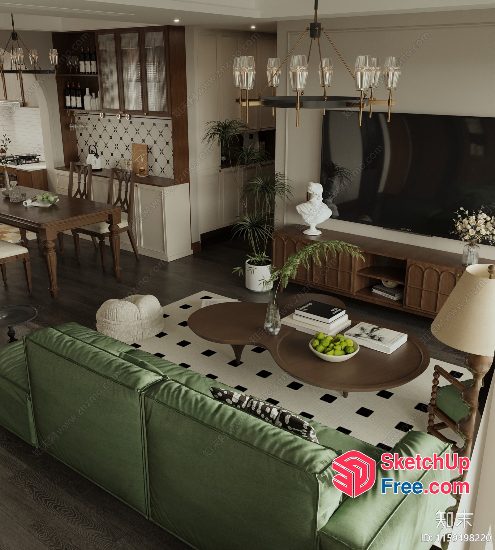 Modern Living Room With Elegant Furniture And Decor 3D SketchUp File