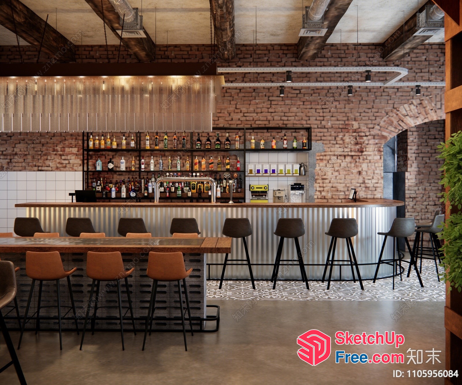 Industrial Chic Bar Interior 3D SketchUp File