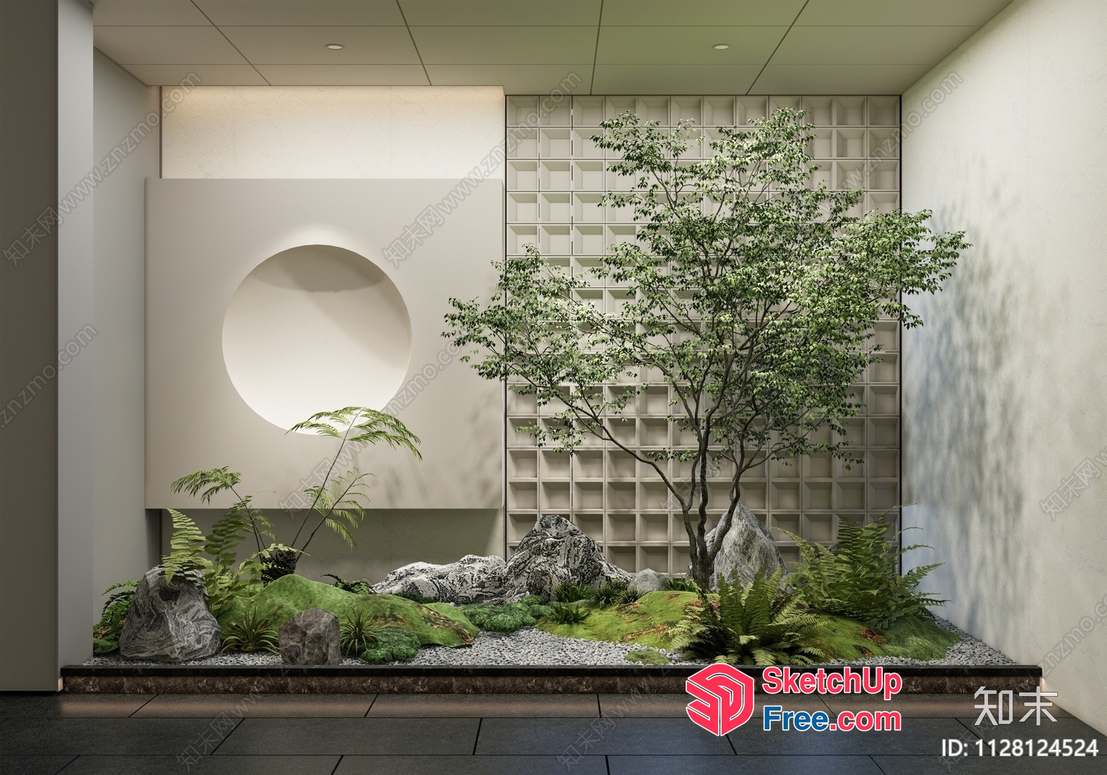 Elegant Modern Minimalist Japanese Style Garden Scene 3D SketchUp File