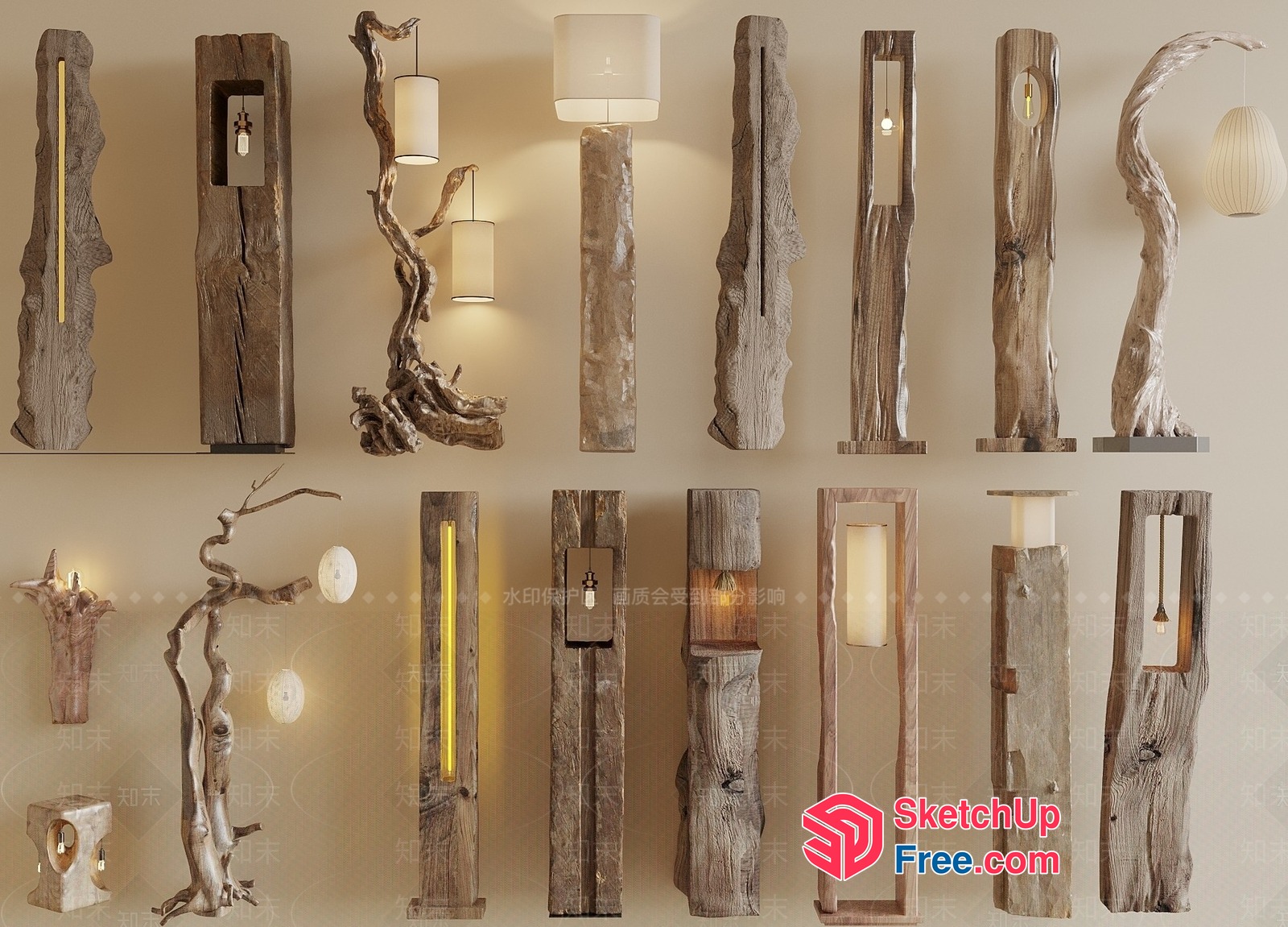 Unique Wooden Lighting Designs For A Cozy Ambiance 3D SketchUp File