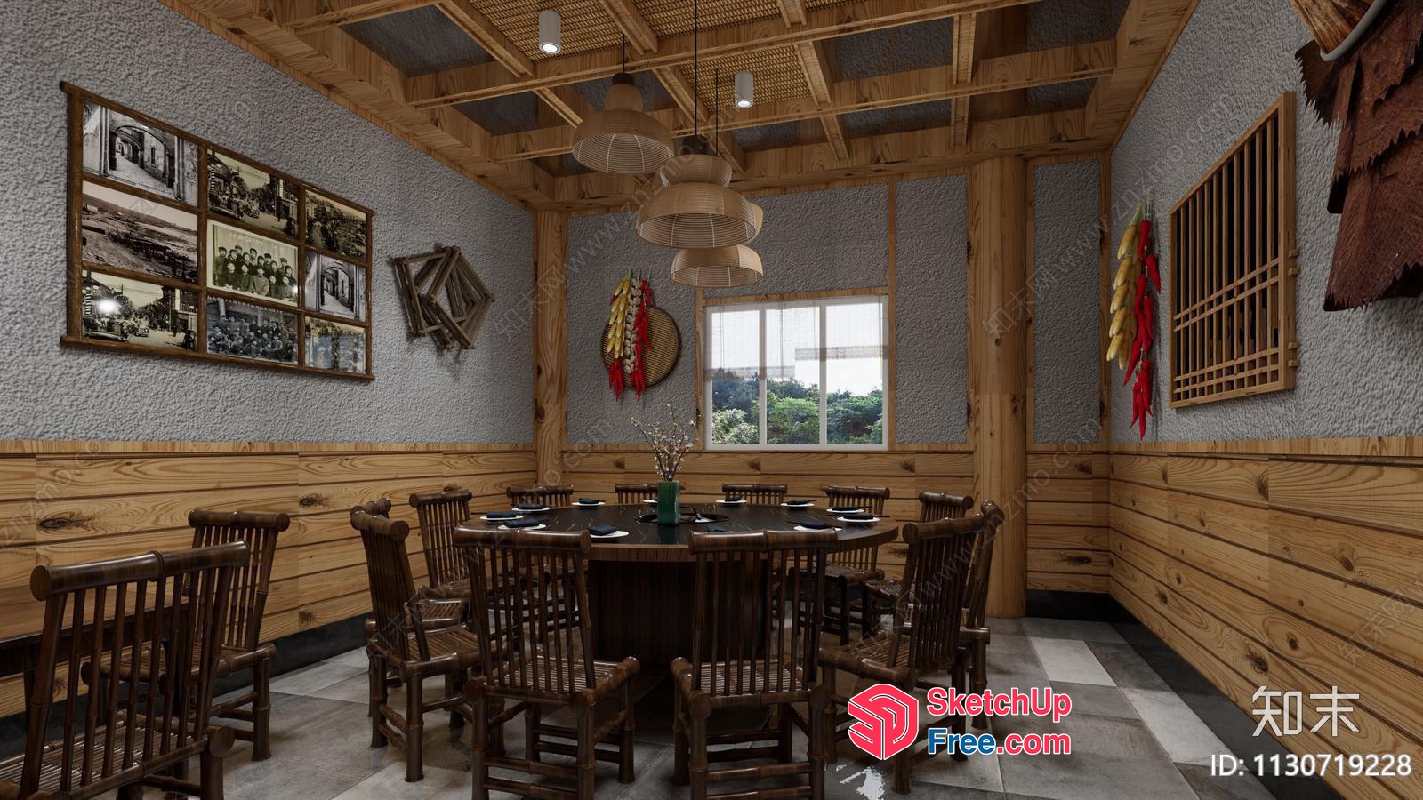 Cozy Dining Room With Natural Wood Accents 3D SketchUp File