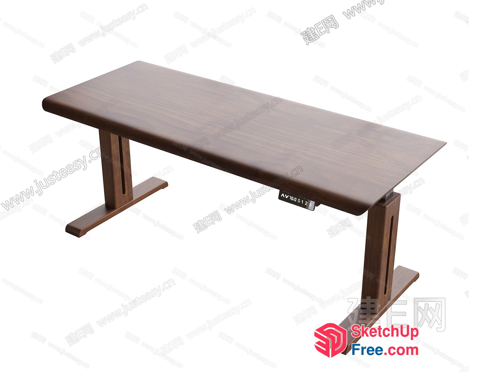 Wooden Desk With Adjustable Height 3D SketchUp File