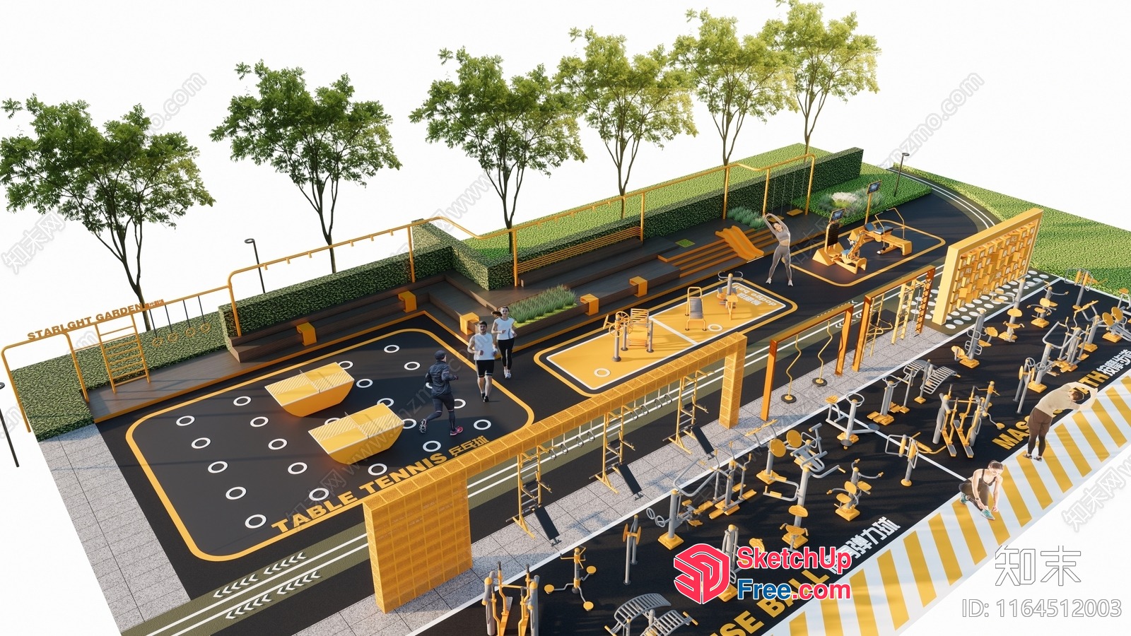 Modern Outdoor Fitness Equipment And Recreation Area 3D SketchUp File