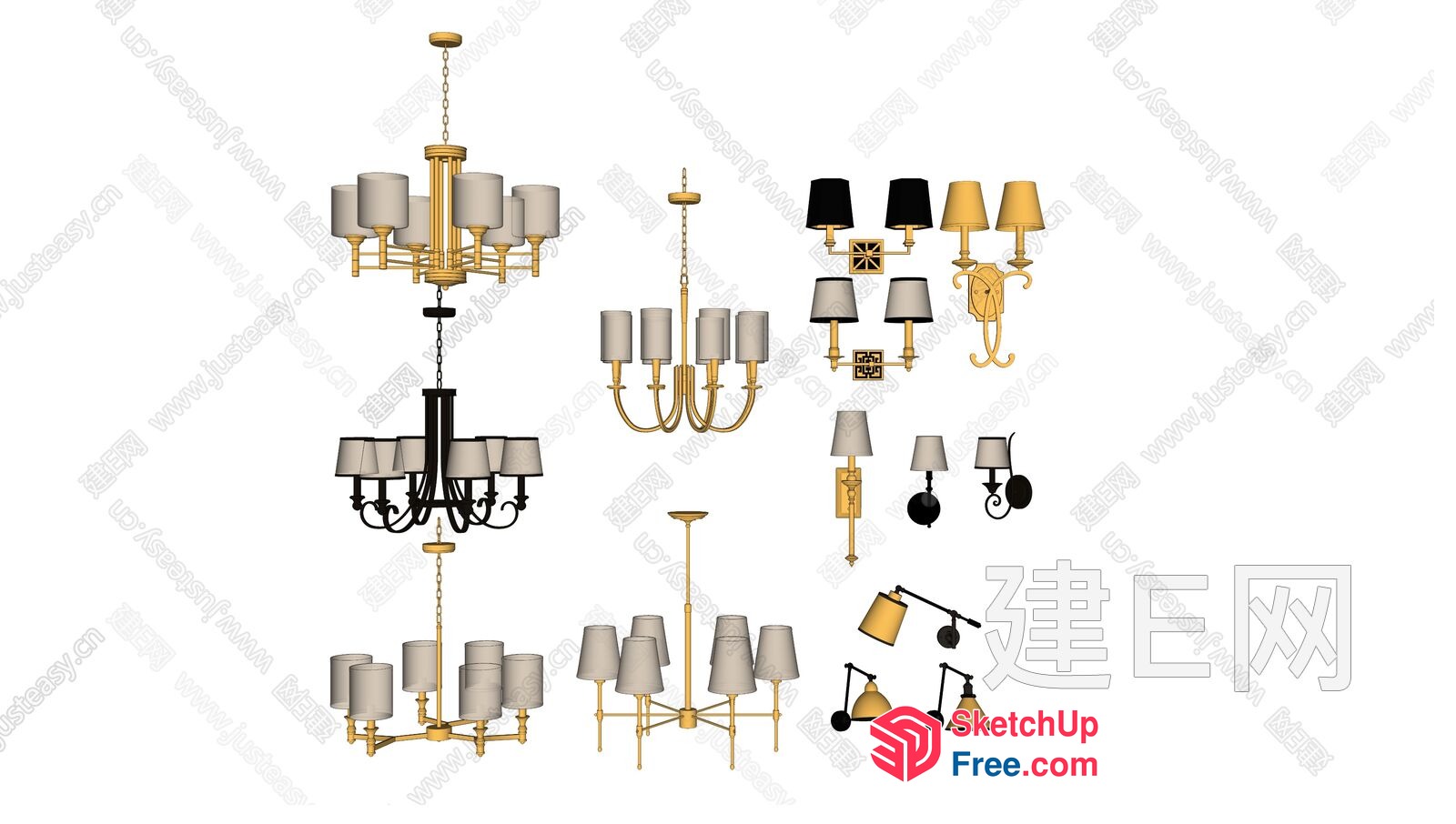 Luxurious Chandelier And Sconce Lighting Collection 3D SketchUp File