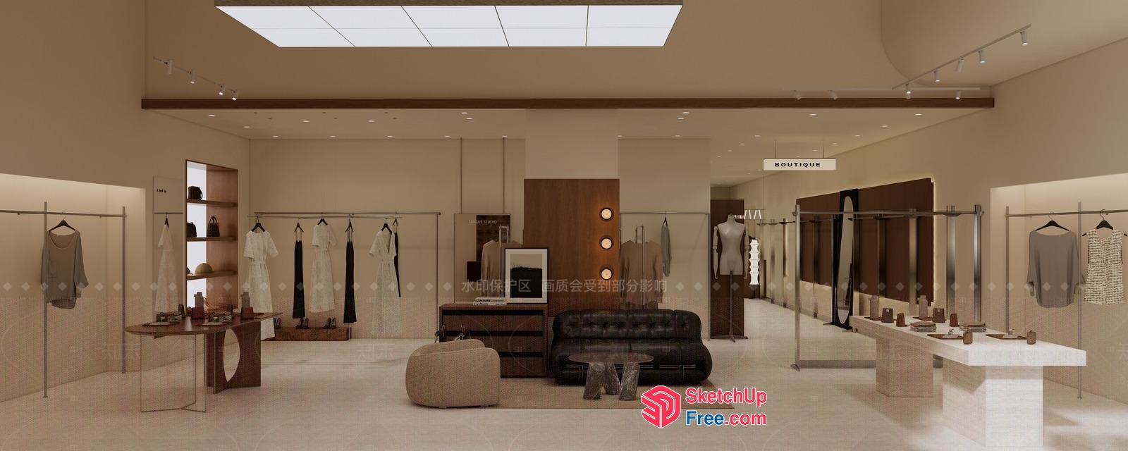 Modern Minimalist Boutique Interior 3D SketchUp File