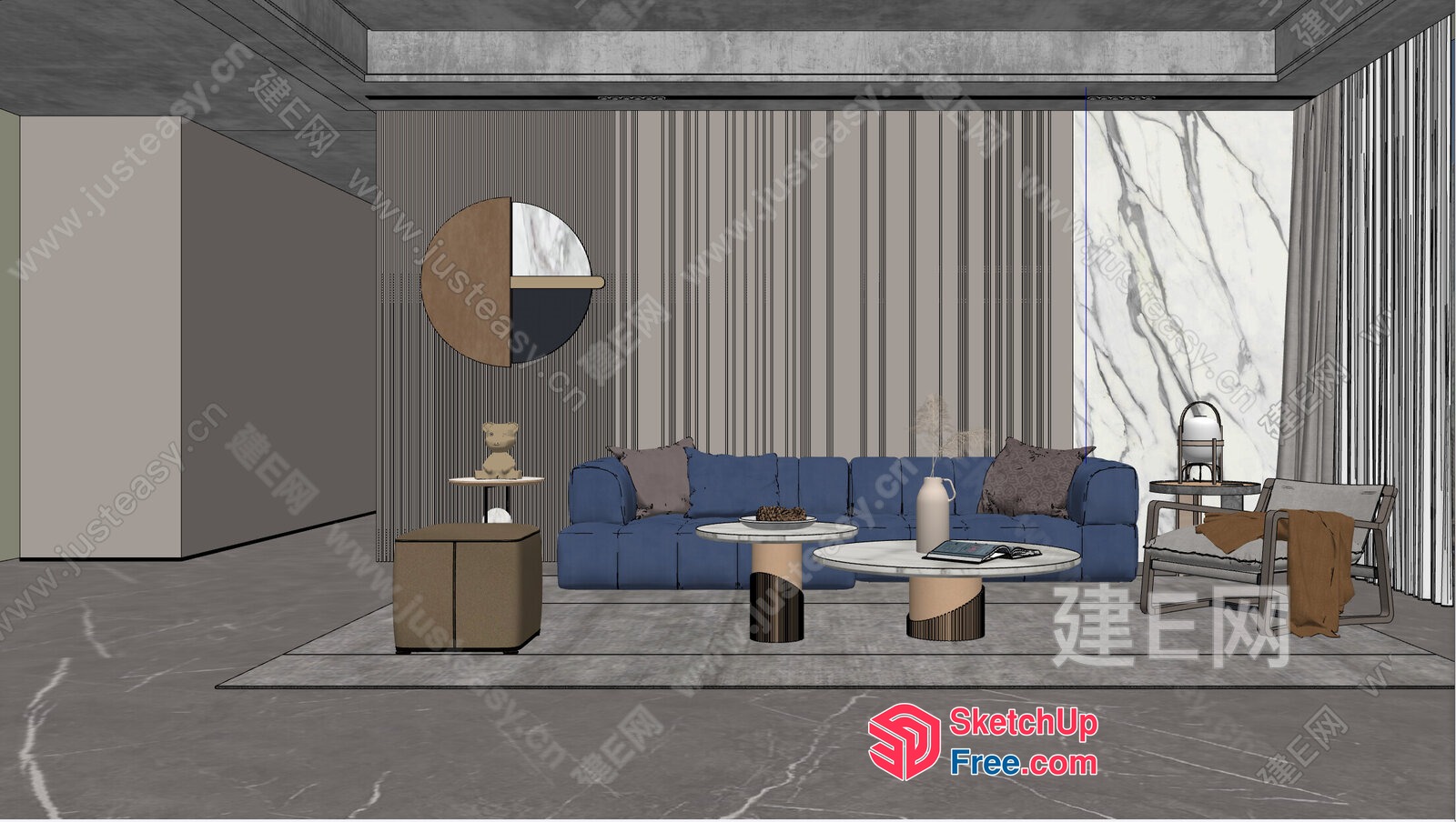 Modern Minimalist Living Room Design 3D SketchUp File