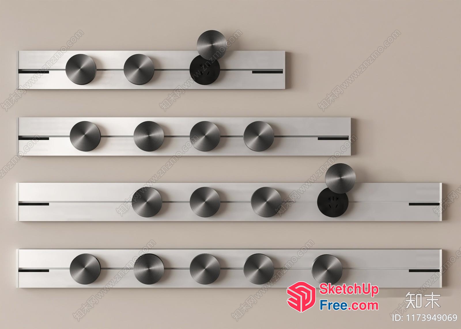 Modern Metallic Hardware Decorations 3D SketchUp File
