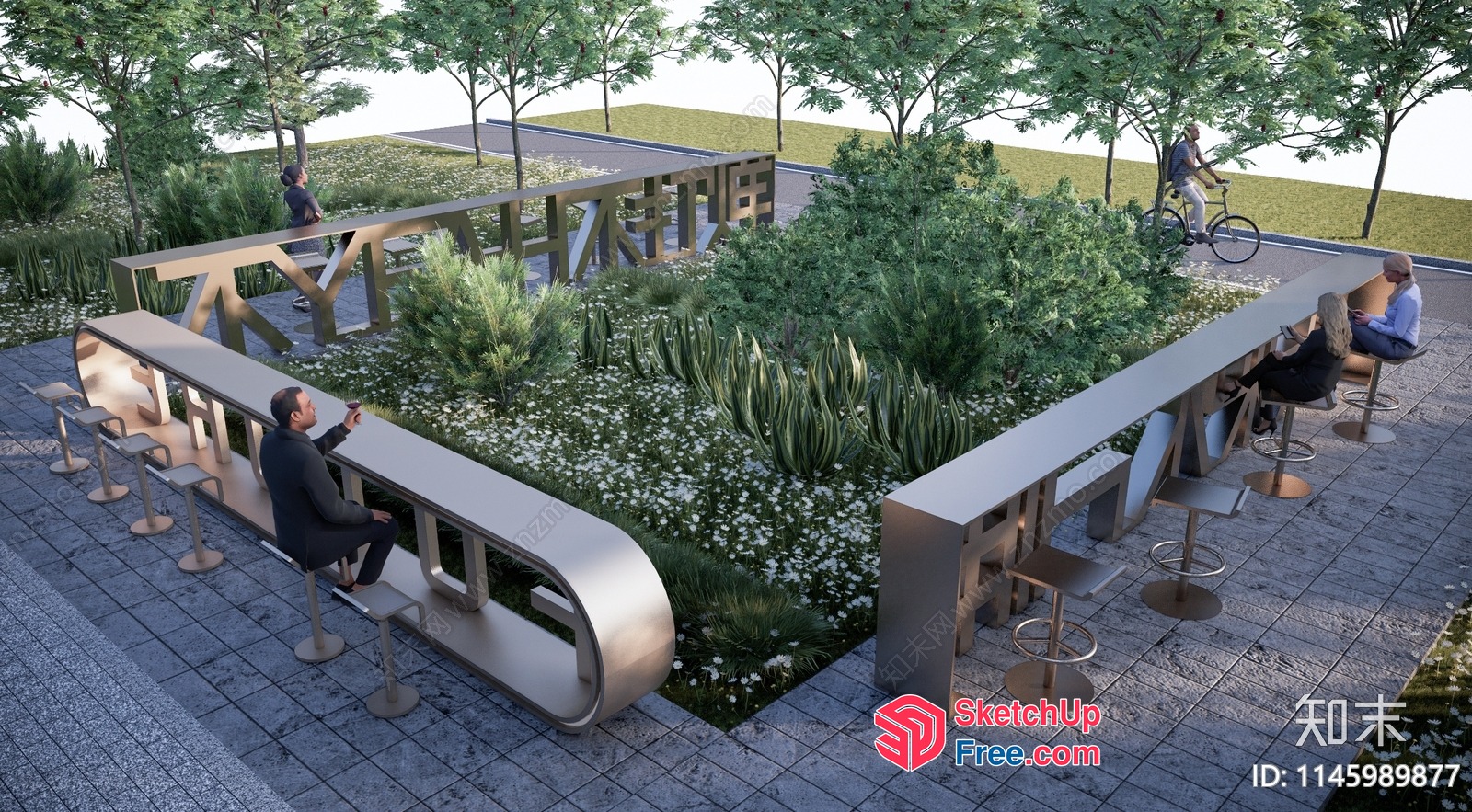 Modern Outdoor Staircase And Bar Area 3D SketchUp File