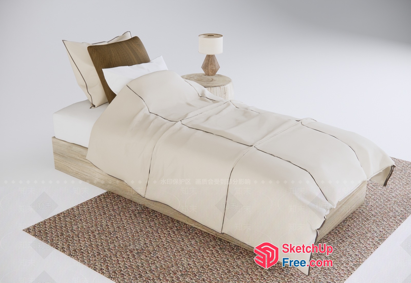 Elegant Minimalist Creamy Style Bedroom 3D SketchUp File