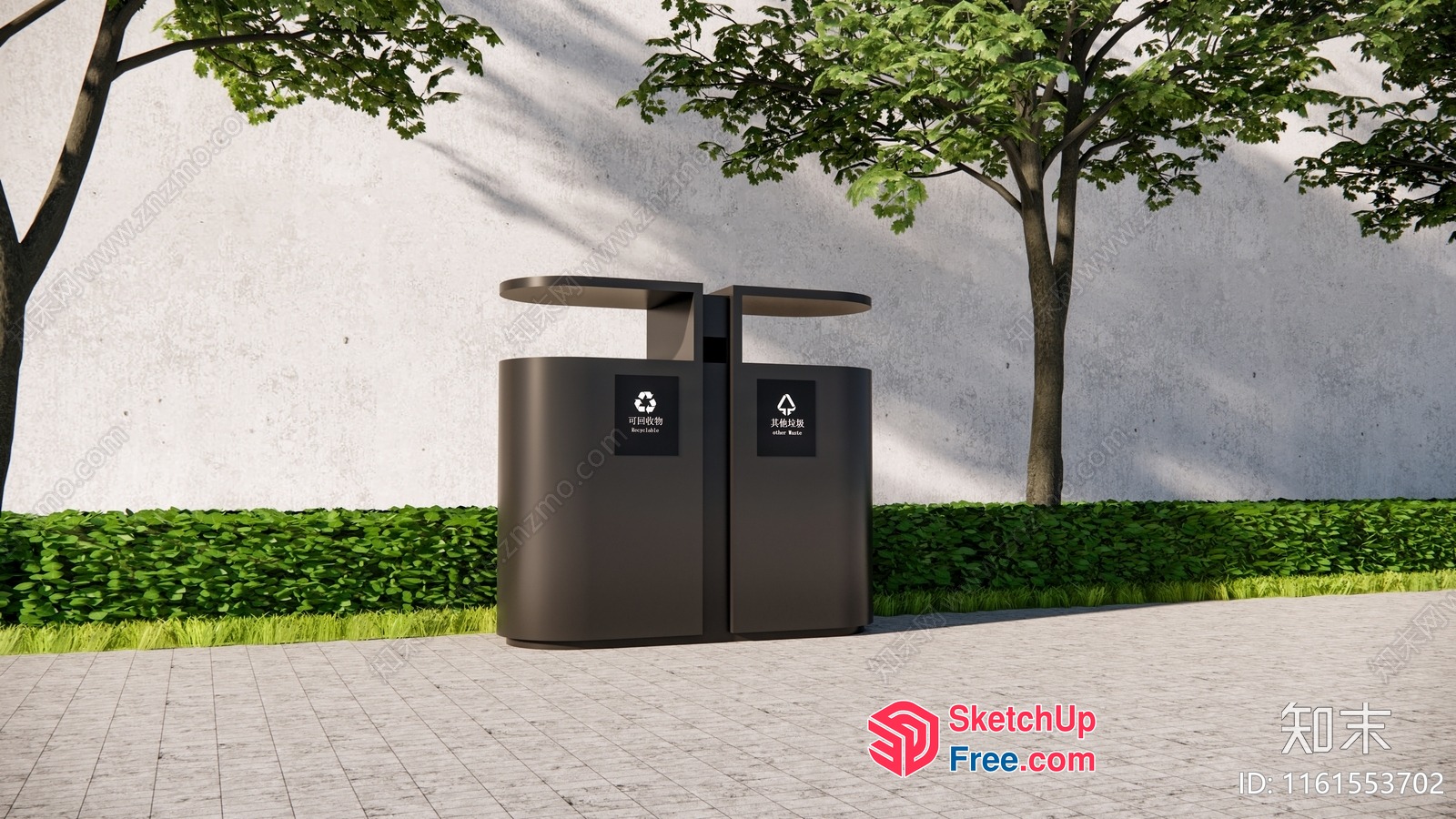 Modern Outdoor Trash And Recycling Bins 3D SketchUp File