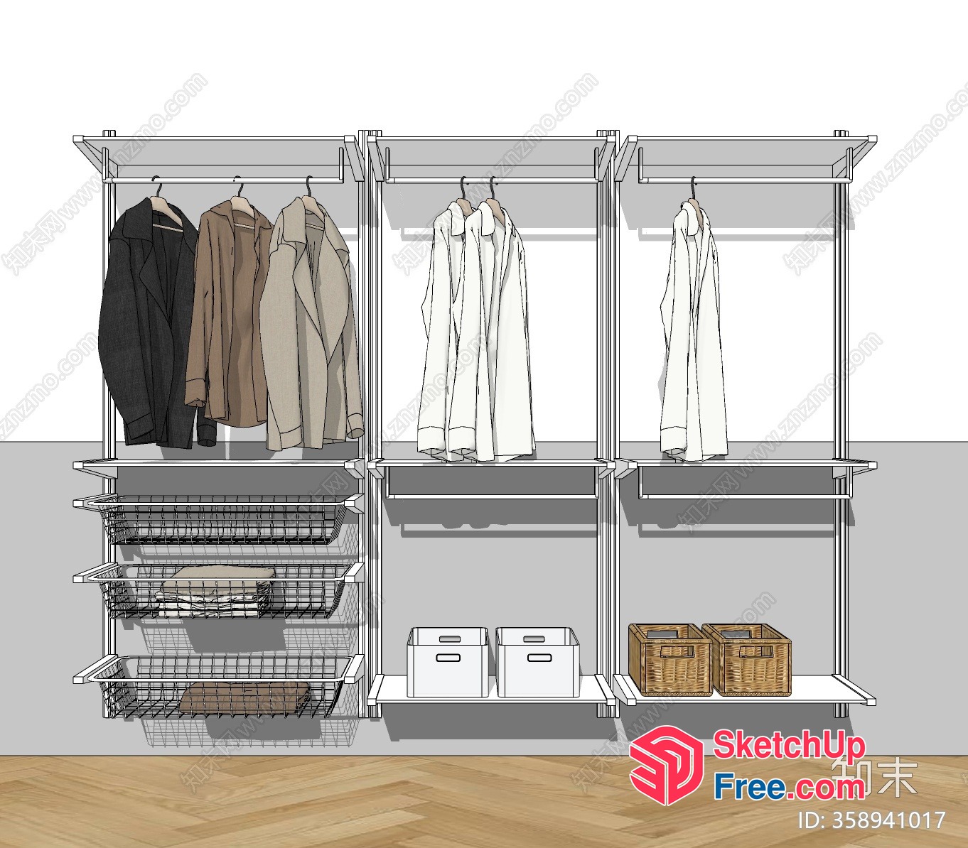 Modern Minimalist Wardrobe Storage System 3D SketchUp File