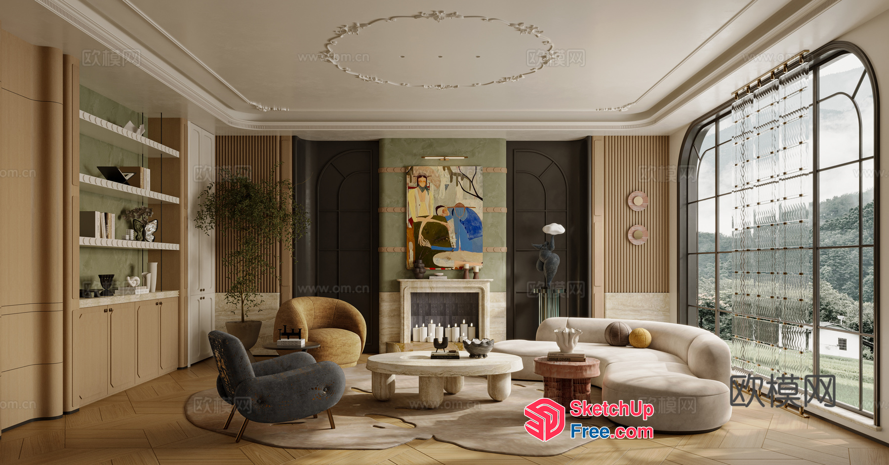 Modern Living Room With Natural Light And Elegant Furniture 3D SketchUp File
