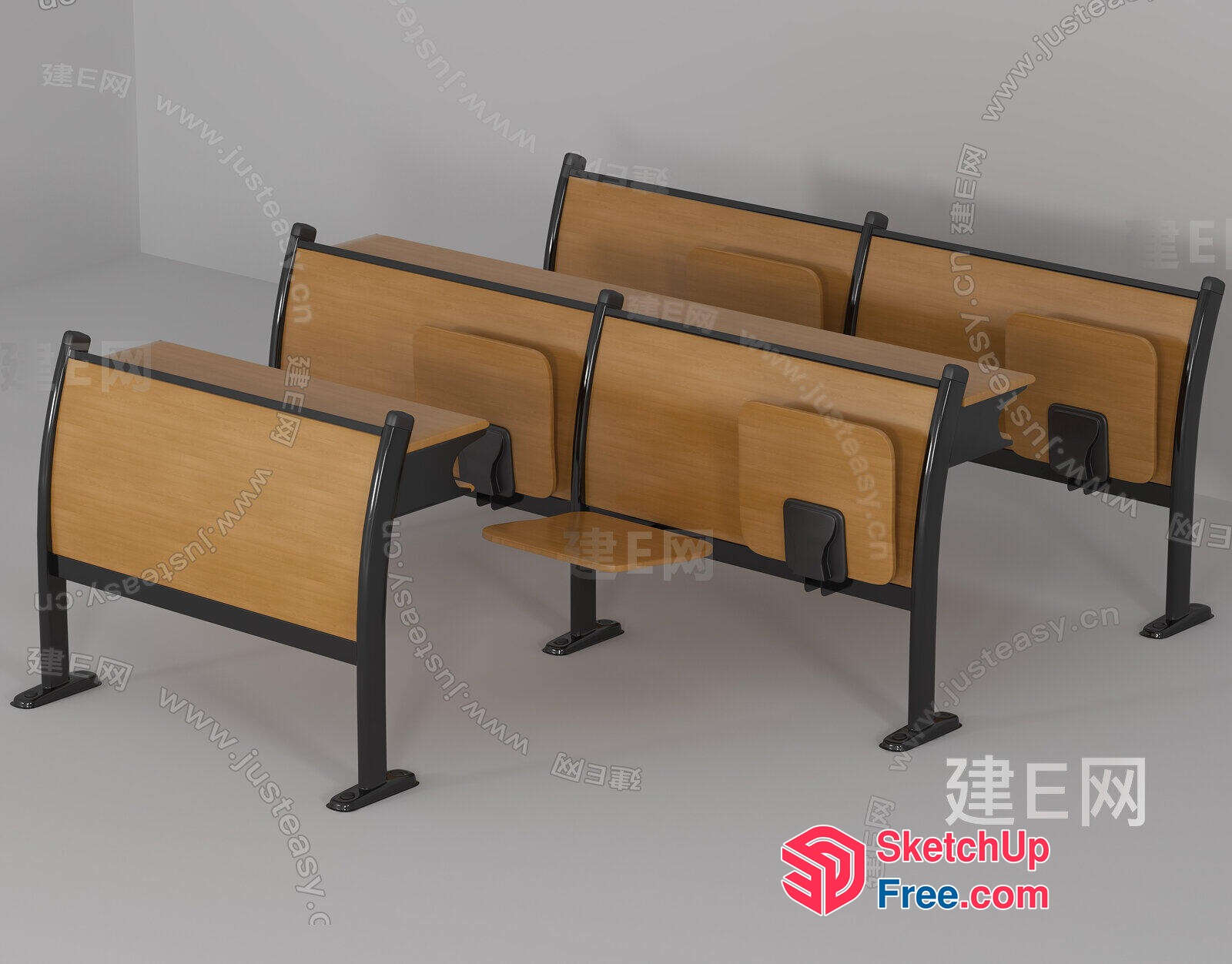 Modern Brown And Black Classroom Seating 3D SketchUp File