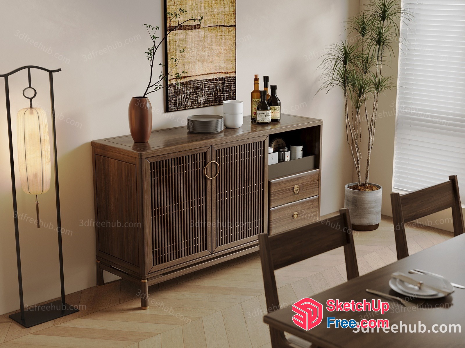 Elegant Dining Room Furniture With Modern Decor 3D SketchUp File