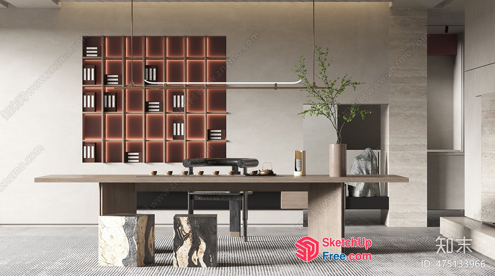 Modern Minimalist Office Space With Sleek Furniture And Neutral Colors 3D SketchUp File
