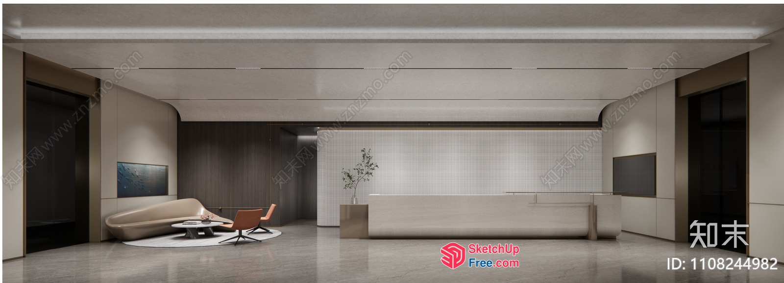 Minimalist Modern Office Interior Design 3D SketchUp File