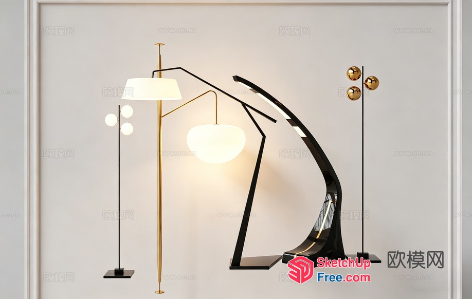 Elegant Lighting Fixtures In Modern Interior 3D SketchUp File
