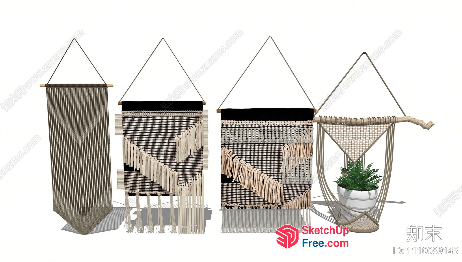 Macrame Wall Hangings And Plant Holder 3D SketchUp File