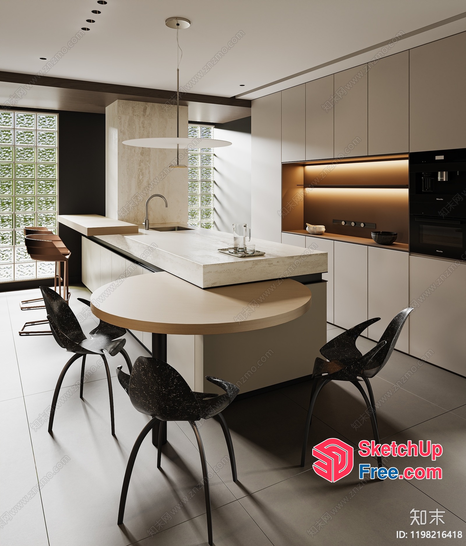 Modern Minimalist Kitchen Interior With Sleek Furniture 3D SketchUp File