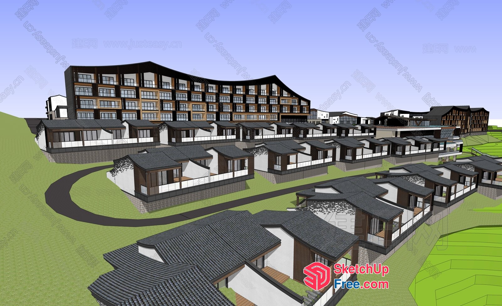 Exterior Villa Design With Modern And Traditional Elements 3D SketchUp File