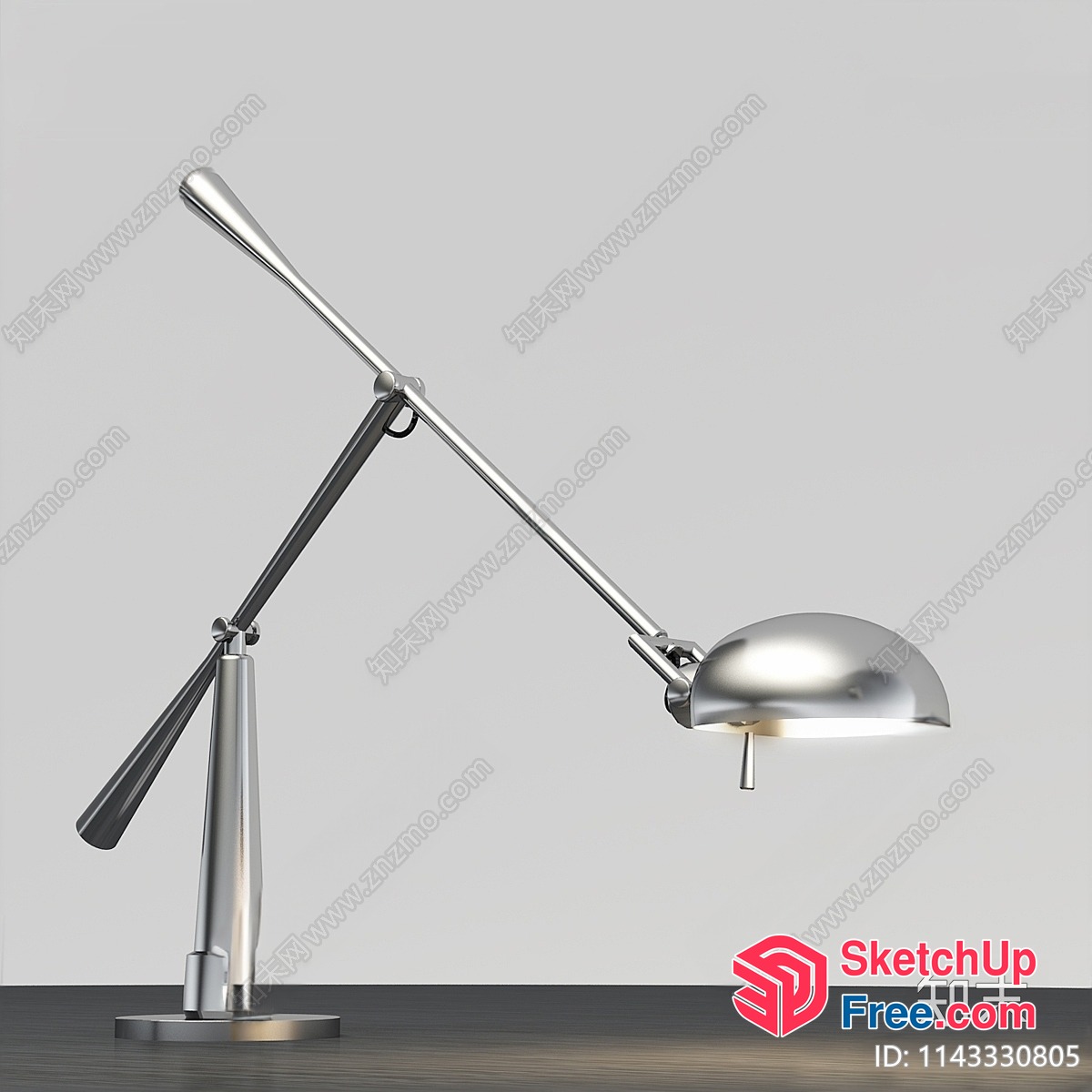 Modern Silver Desk Lamp With Adjustable Arm 3D SketchUp File