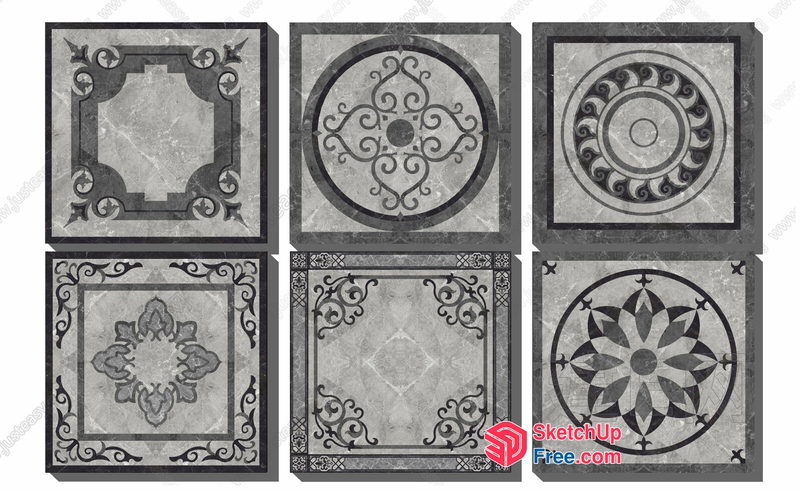 Ornate Stone Tile Designs 3D SketchUp File