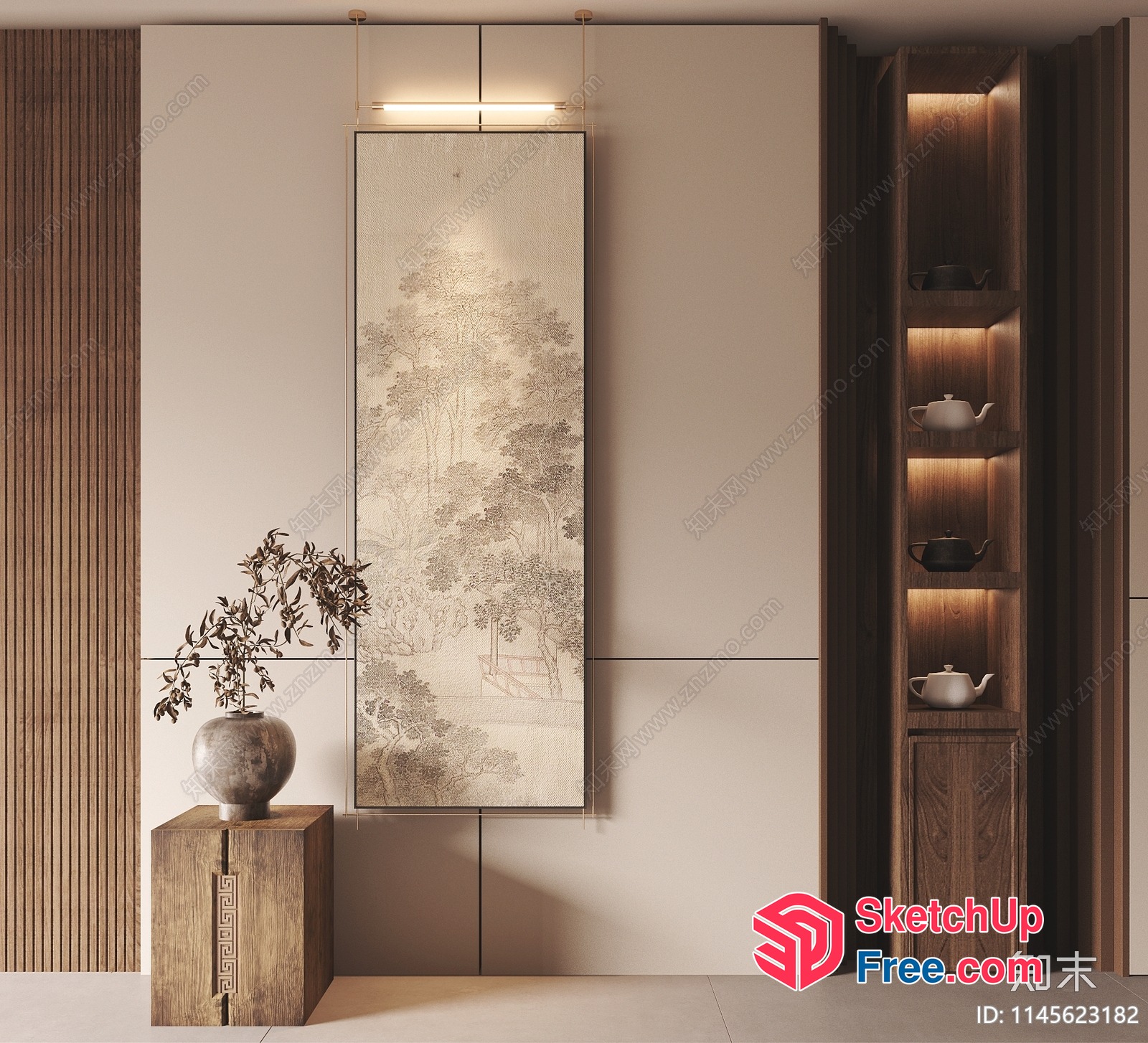 Elegant Japanese-Inspired Living Room With Traditional Decor 3D SketchUp File