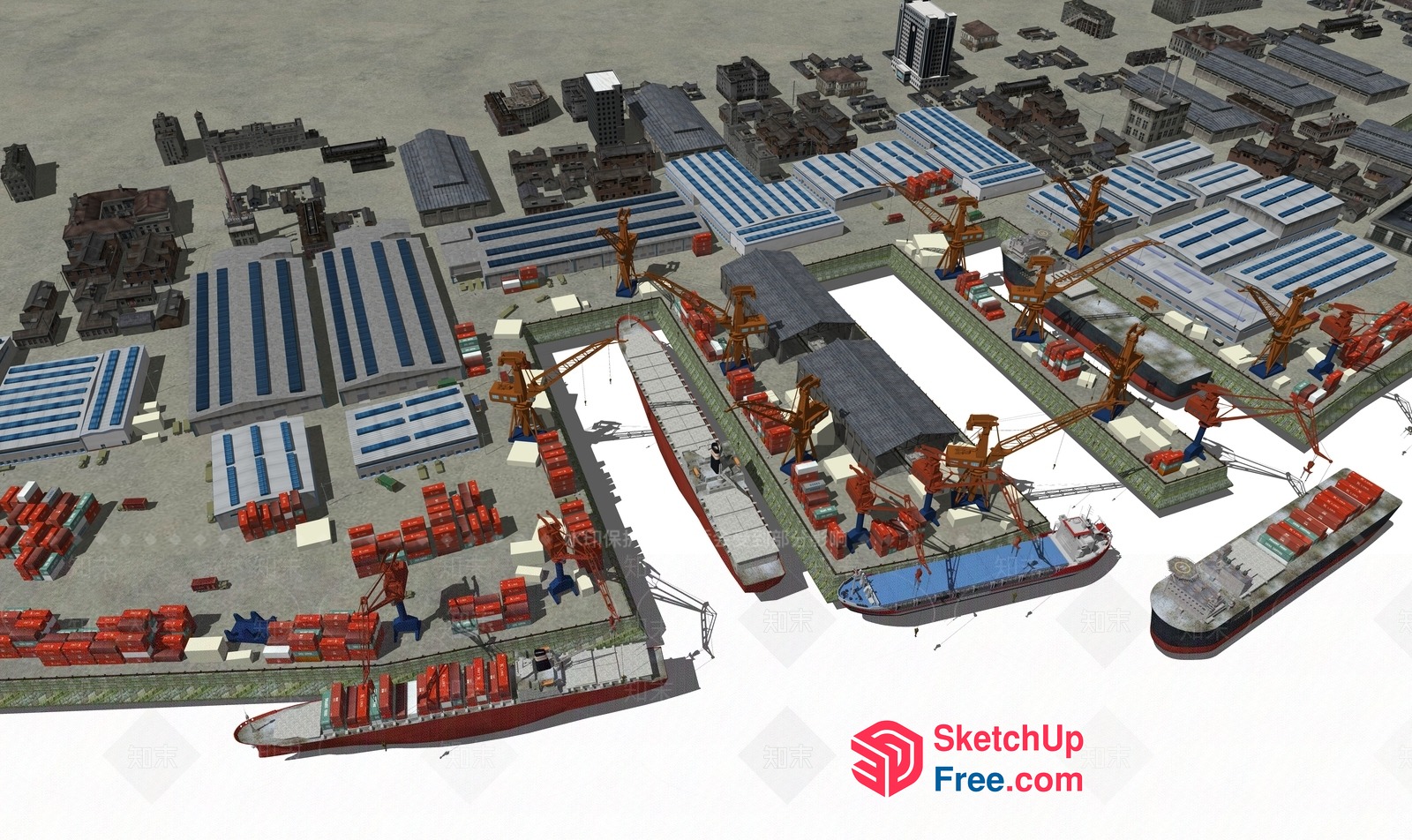 Industrial Shipping Port 3D SketchUp File
