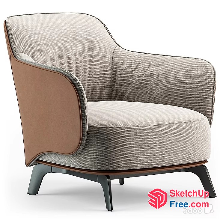 Classic Style Modern Armchair With Leather And Fabric 3D SketchUp File