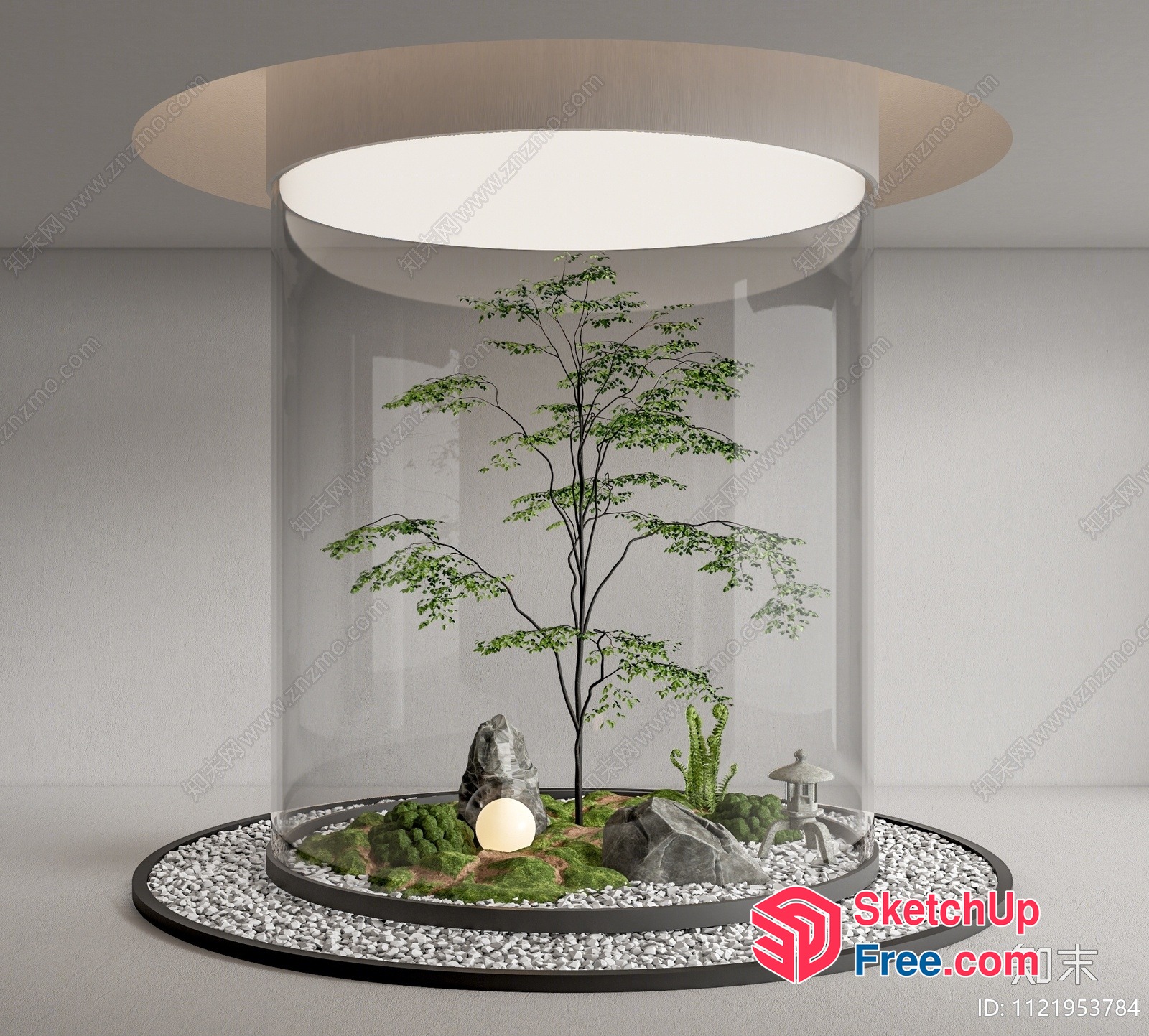 Minimalist Japanese Style Interior With Glass Terrarium 3D SketchUp File