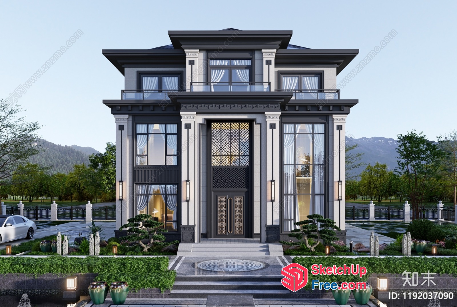 Elegant Classical Style Villa With Staircase 3D SketchUp File