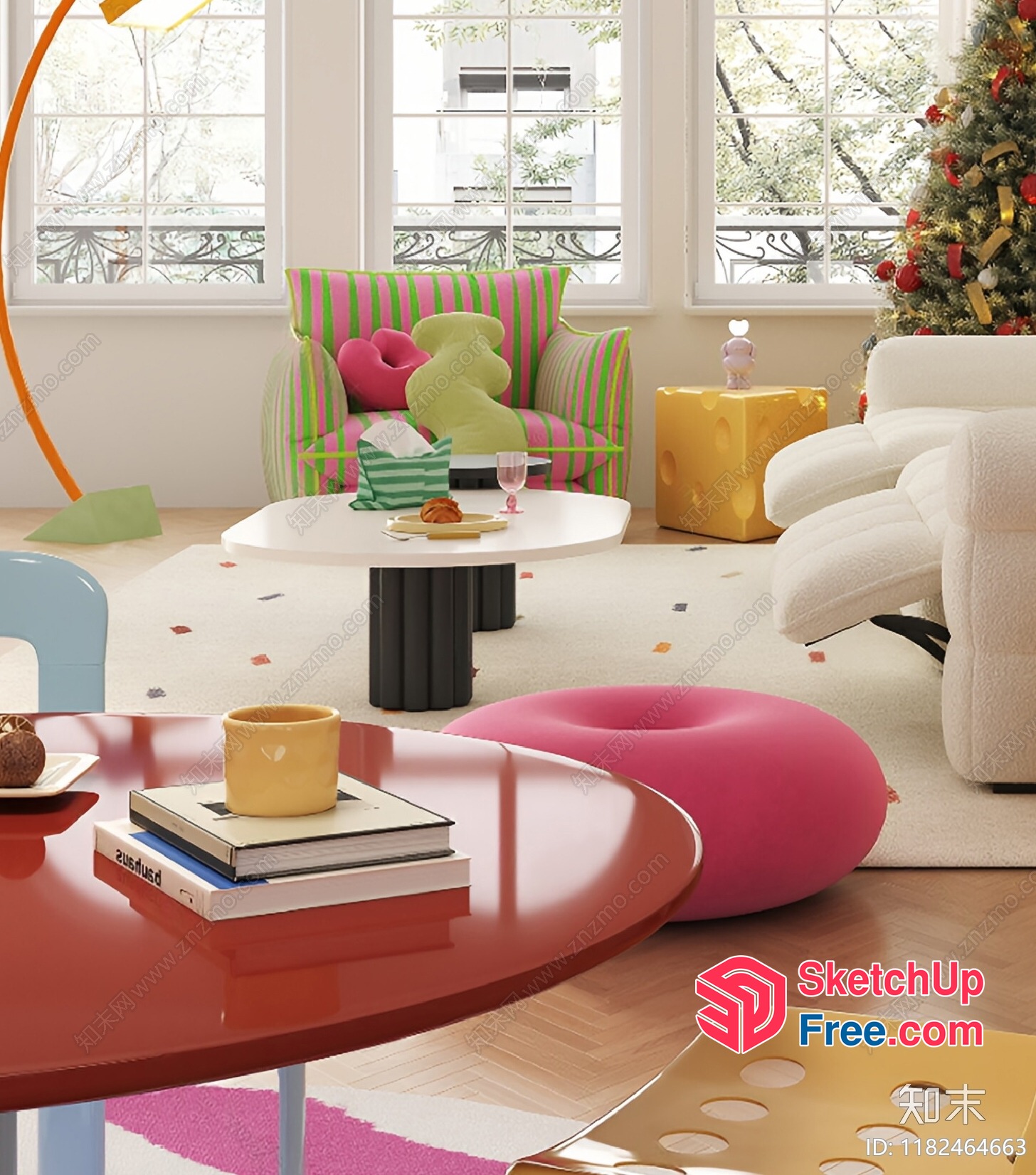 Modern And Festive Living Room Decor 3D SketchUp File