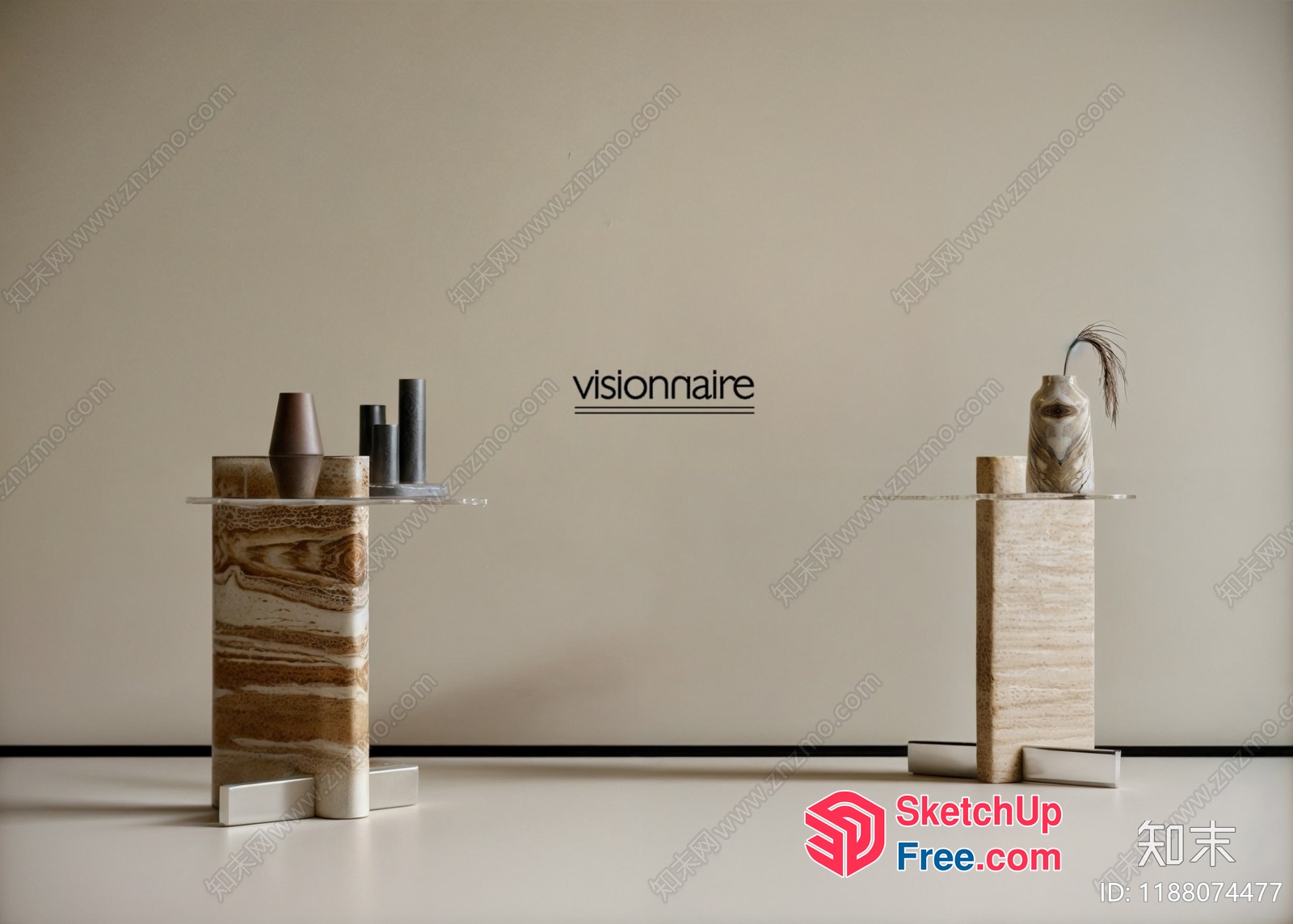 Modern Minimalist Decorative Pillars And Vases 3D SketchUp File