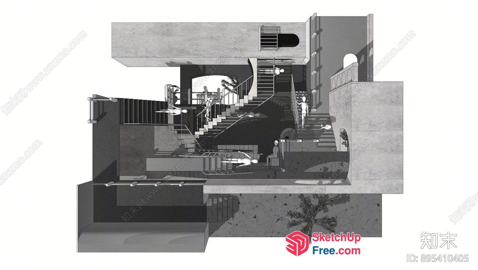 Staircase And Railing Design 3D SketchUp File