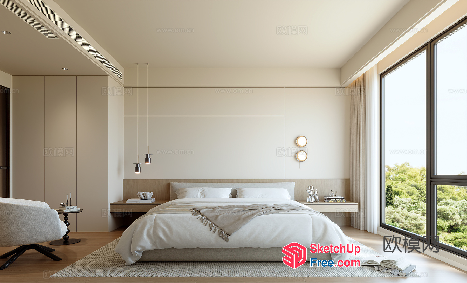 Minimalist Modern Bedroom Interior Design 3D SketchUp File