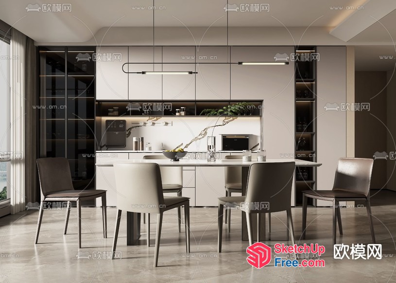 Modern Minimalist Kitchen Dining Area 3D SketchUp File