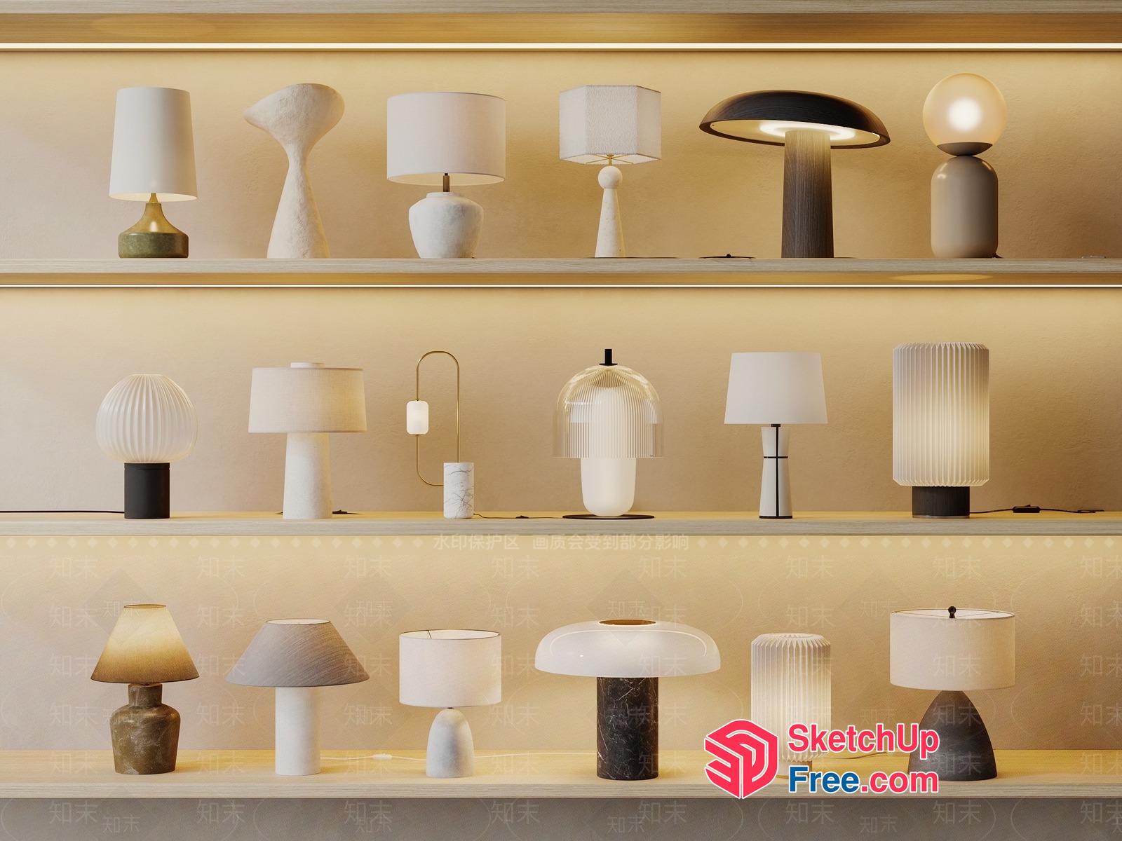 Modern Table Lamps Collection 3D SketchUp File