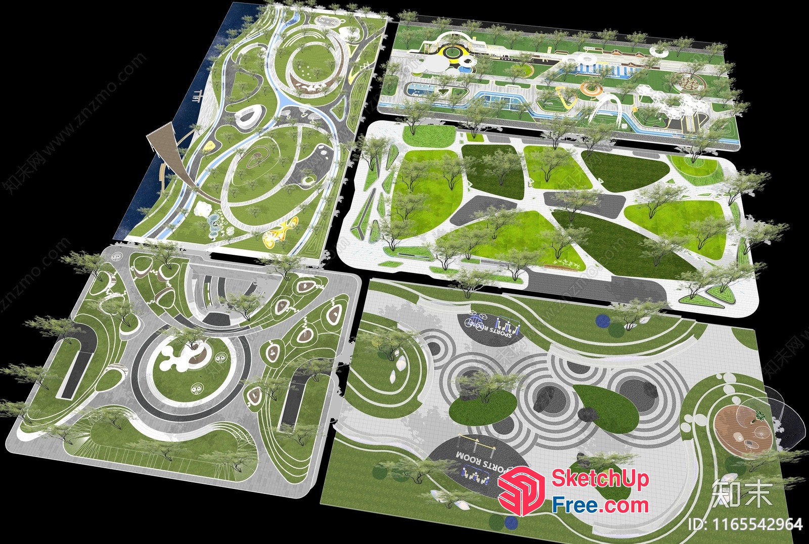 Modern Green Park Design 3D SketchUp File