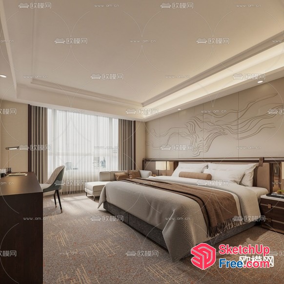 Modern Hotel Room Interior 3D SketchUp File