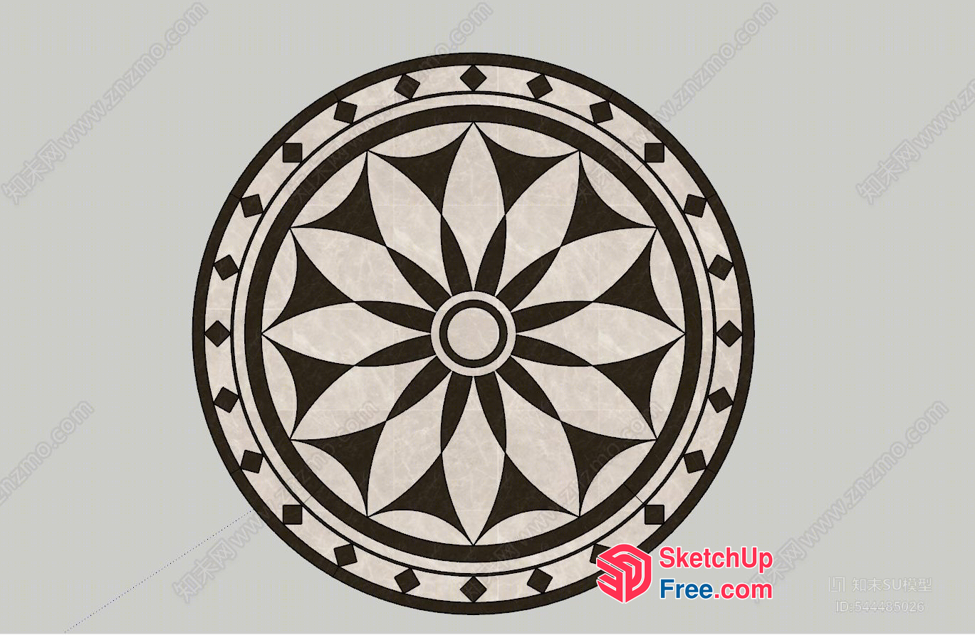 Intricate Flower Patterned Circle Design 3D SketchUp File